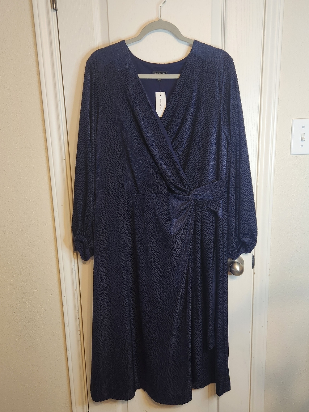 Lane Bryant Navy Wrap Midi Dress with Self-Tie Waist